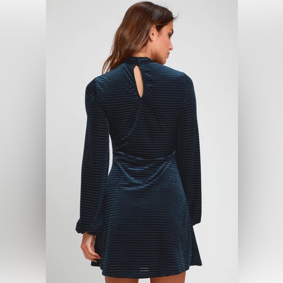 Lulu's Navy Blue Ribbed Mini Dress - Picture 3 of 16